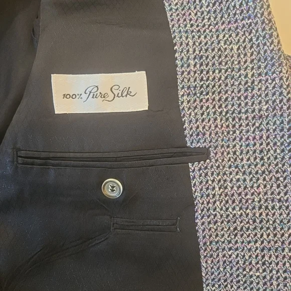 Bachrach 100% Silk Single Breasted Tweed All Seasons Blazer Mens 44R